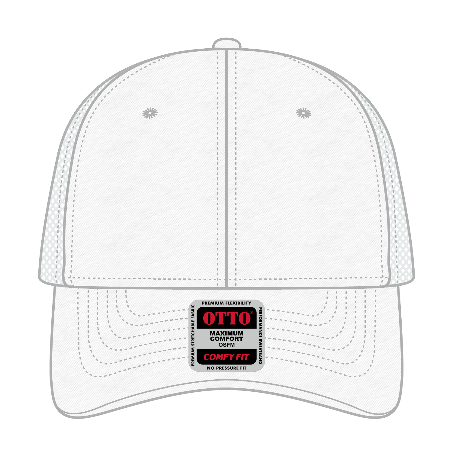 Front View of 016 - White OTTO CAP "OTTO COMFY FIT" 6 Panel Low Profile Baseball Cap
