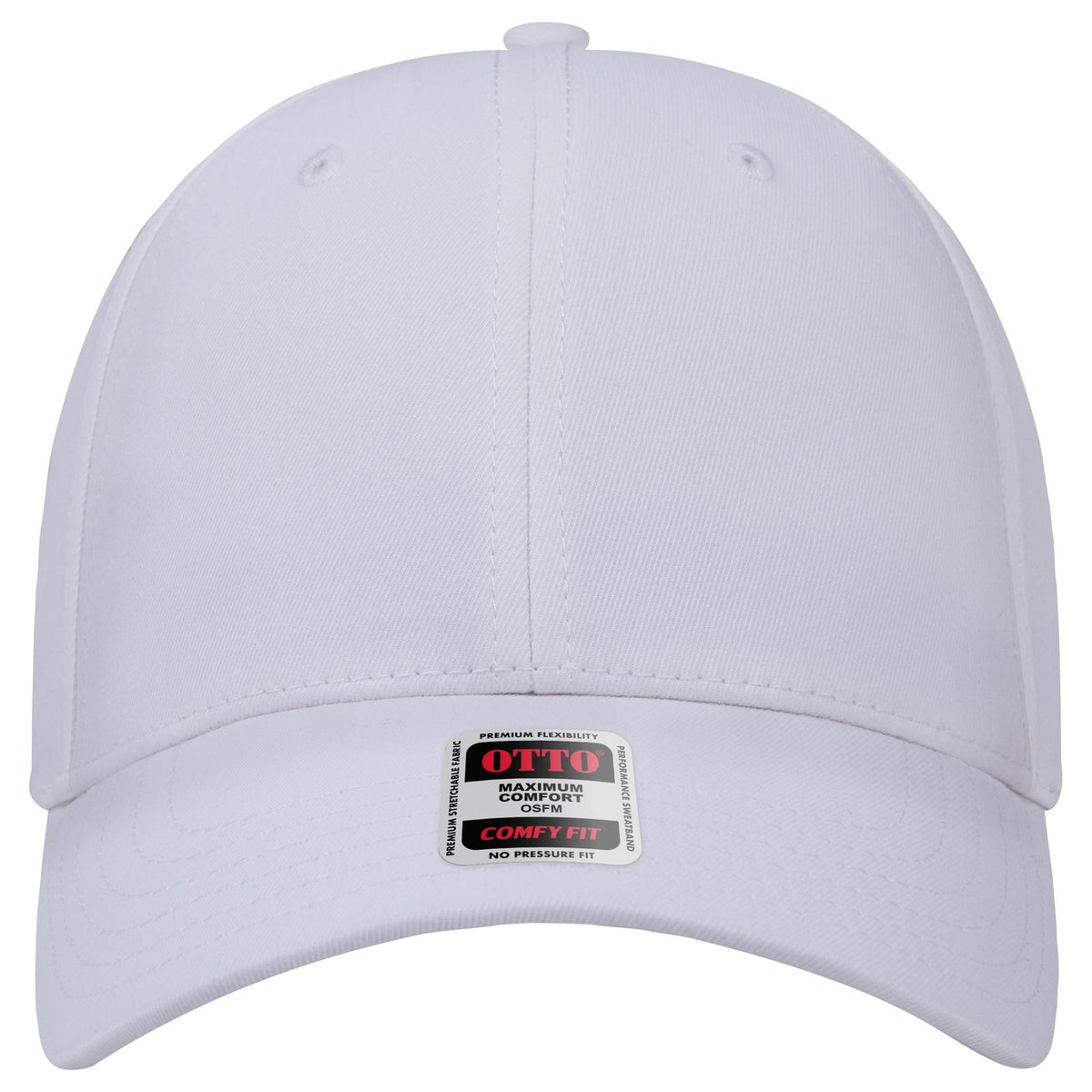 Front View of 016 - White OTTO CAP "OTTO COMFY FIT" 6 Panel Low Profile Baseball Cap