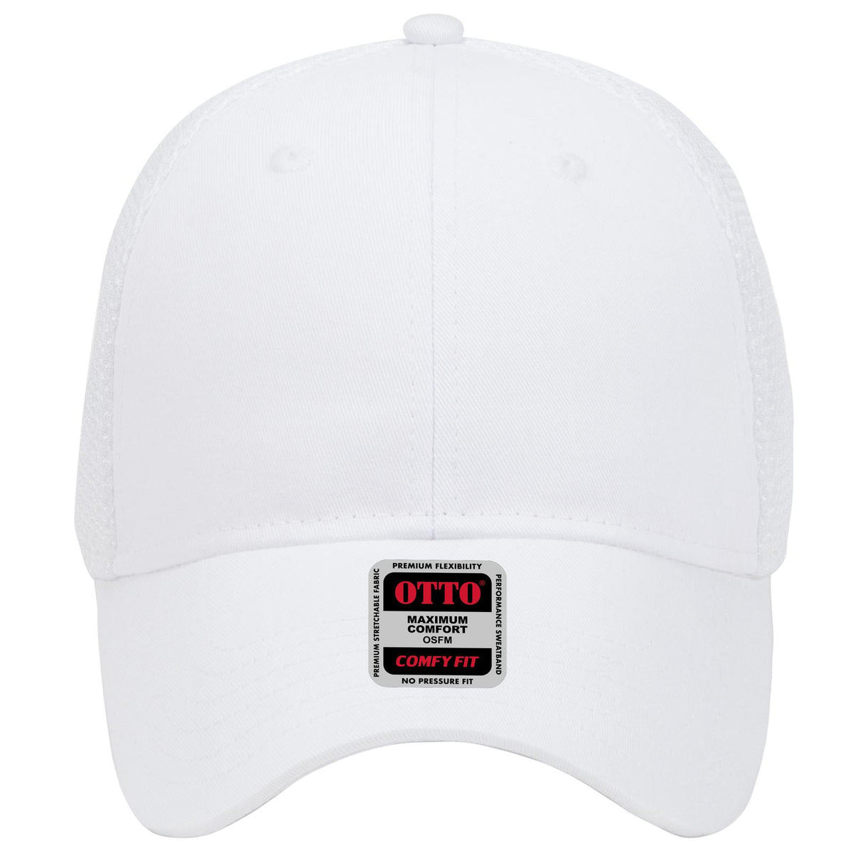 Front View of 016 - White OTTO CAP "OTTO COMFY FIT" 6 Panel Low Profile Baseball Cap