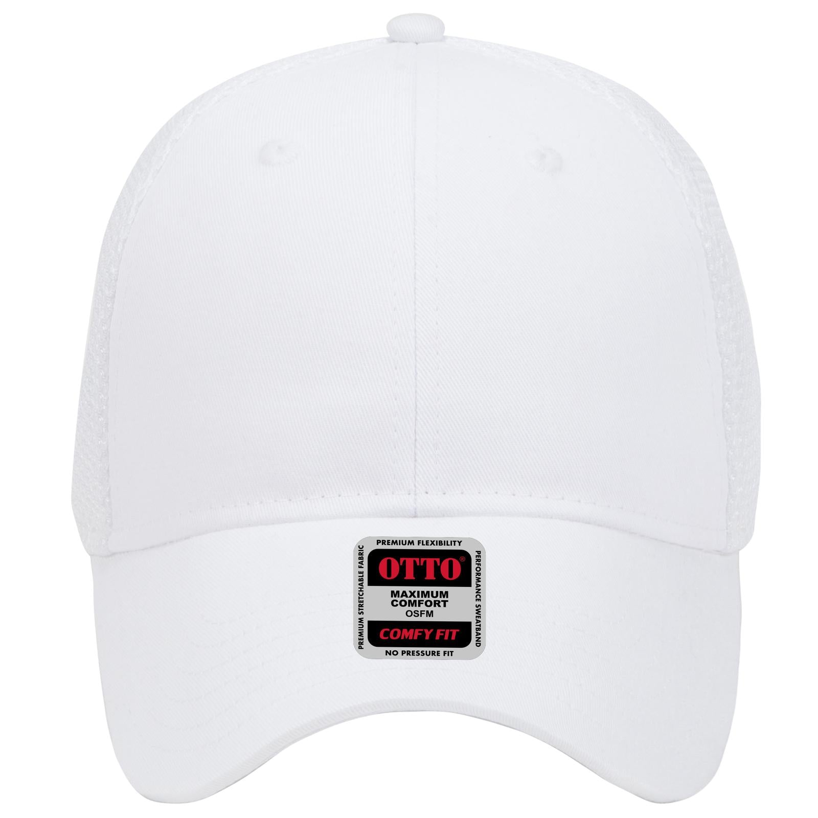 Front View of 016 - White OTTO CAP "OTTO COMFY FIT" 6 Panel Low Profile Baseball Cap