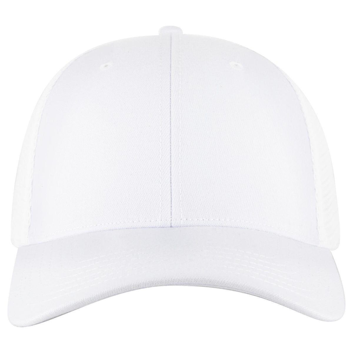 Front View of 016 - White OTTO CAP "OTTO COMFY FIT" 6 Panel Low Profile Mesh Back Trucker Hat