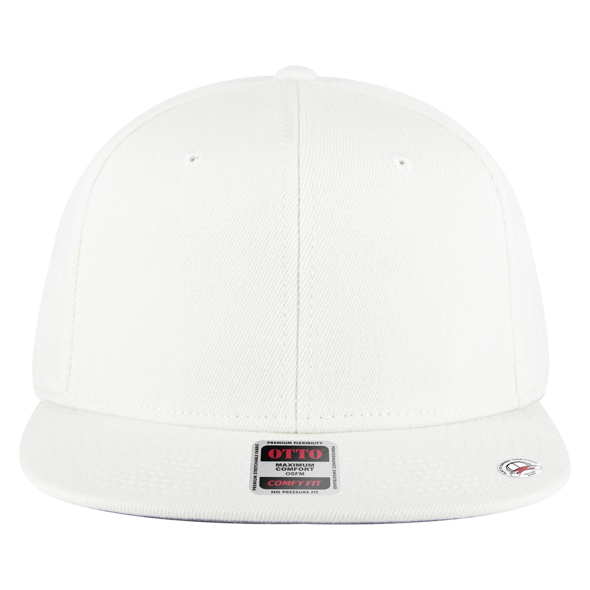 Front View of 016 - White OTTO CAP "OTTO COMFY FIT" 6 Panel Pro Style Snapback Hat