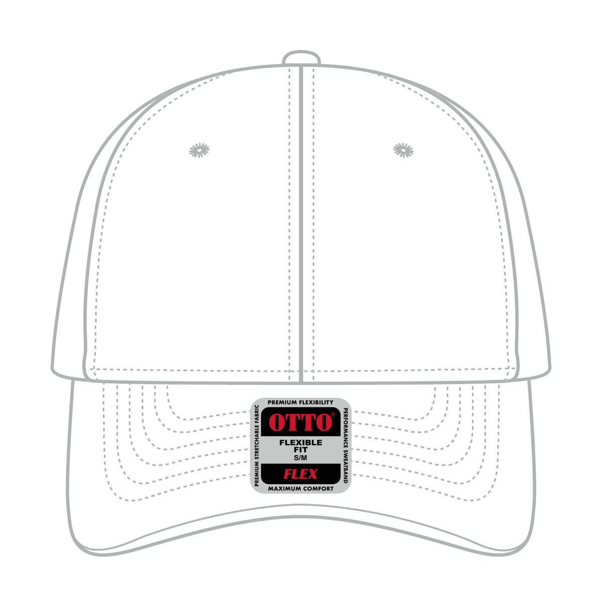 Front View of 016 - White OTTO CAP "OTTO FLEX" Fitted 6 Panel Low Profile Baseball Cap