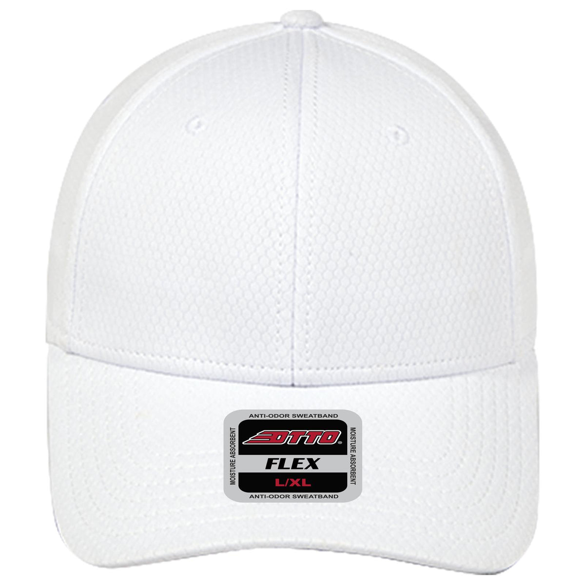 Front View of 016 - White OTTO CAP "OTTO FLEX" Fitted 6 Panel Low Profile Baseball Cap