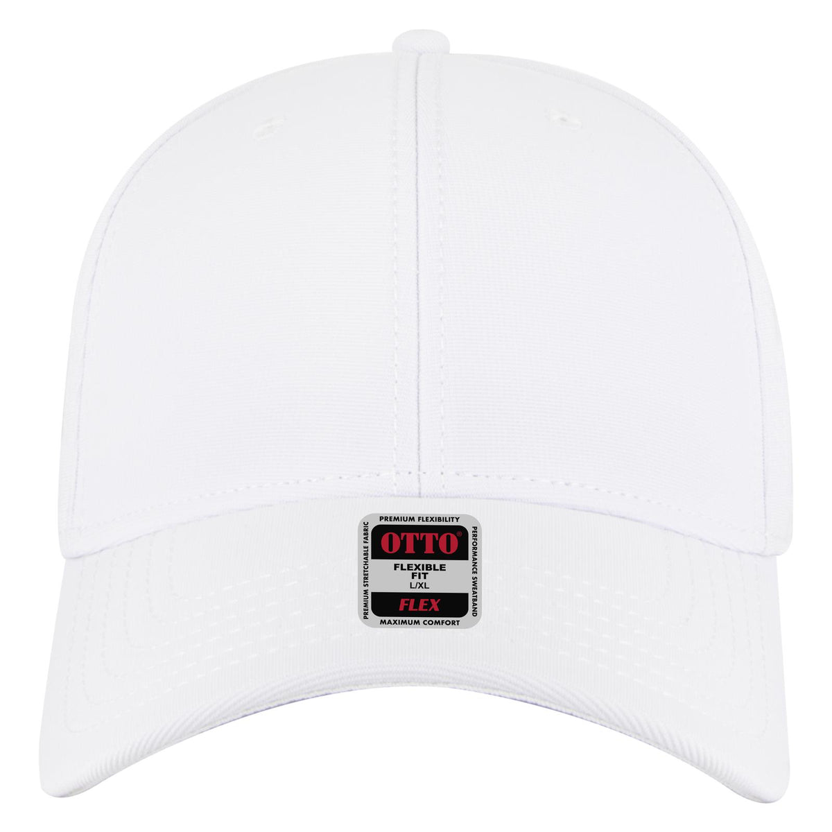 Front View of 016 - White OTTO CAP "OTTO FLEX" Fitted 6 Panel Low Profile Baseball Cap