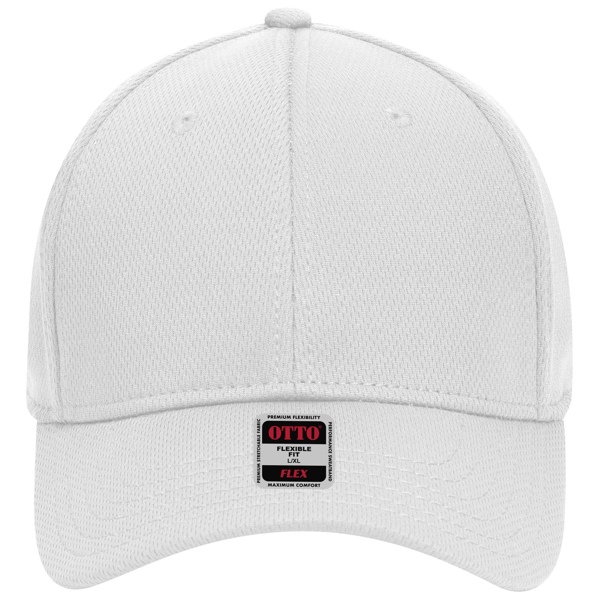 Front View of 016 - White OTTO CAP "OTTO FLEX" Fitted 6 Panel Low Profile Baseball Cap
