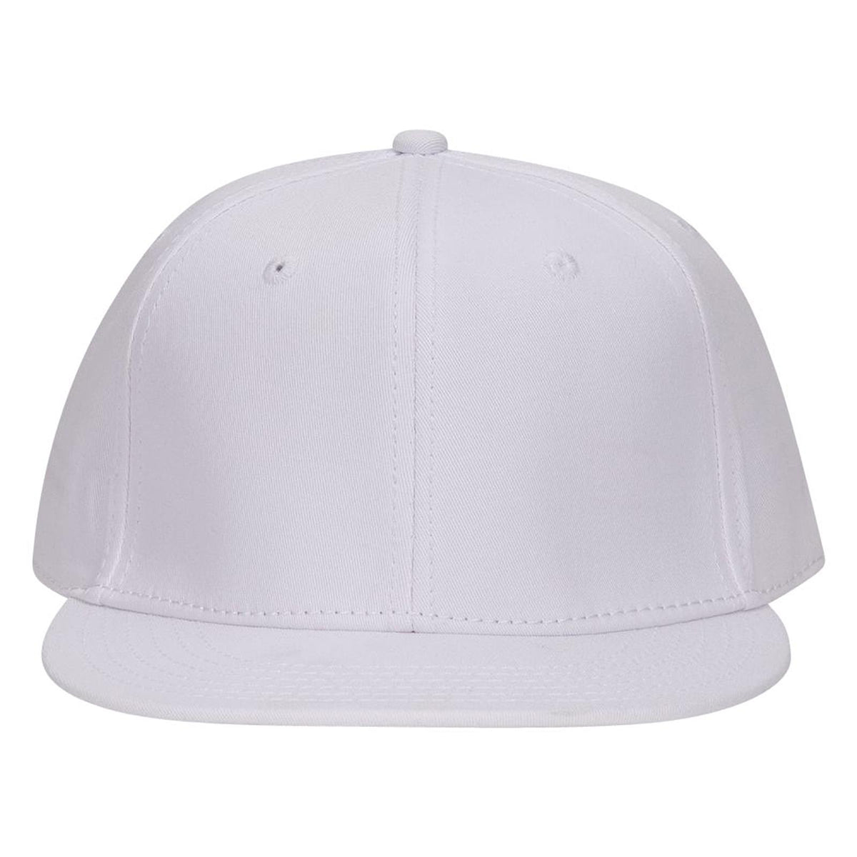 Front View of 016 - White OTTO CAP "OTTO FLEX" Fitted 6 Panel Mid Profile Flat Visor Baseball Cap