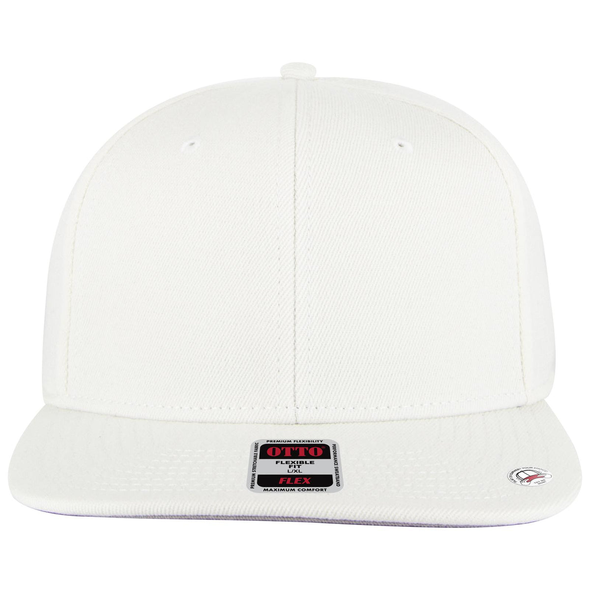 Front View of 016 - White OTTO CAP "OTTO FLEX" Fitted 6 Panel Pro Style Baseball Cap