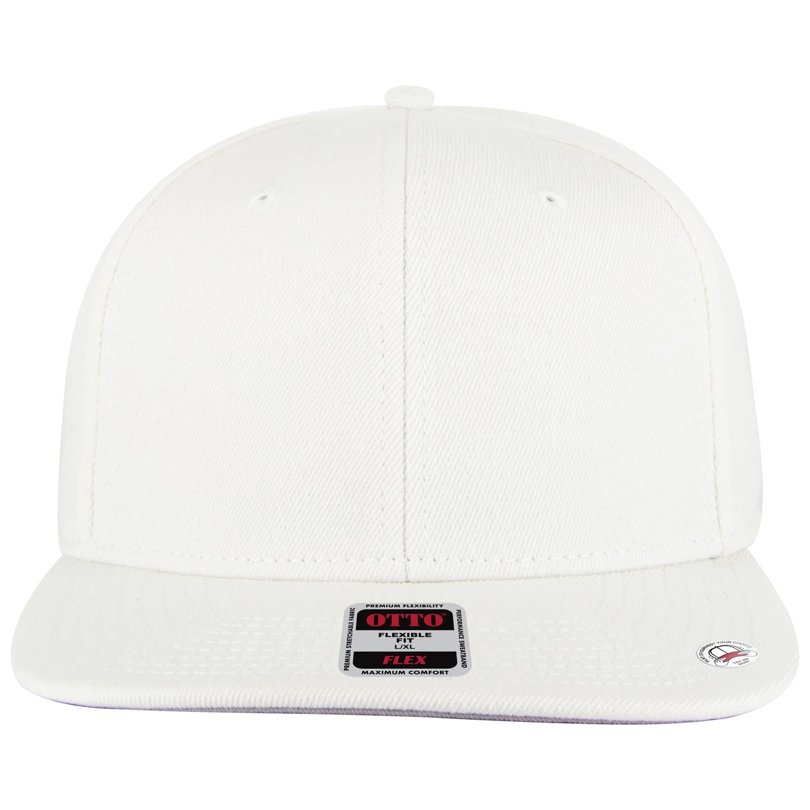Front View of 016 - White OTTO CAP "OTTO FLEX" Fitted 6 Panel Pro Style Baseball Cap