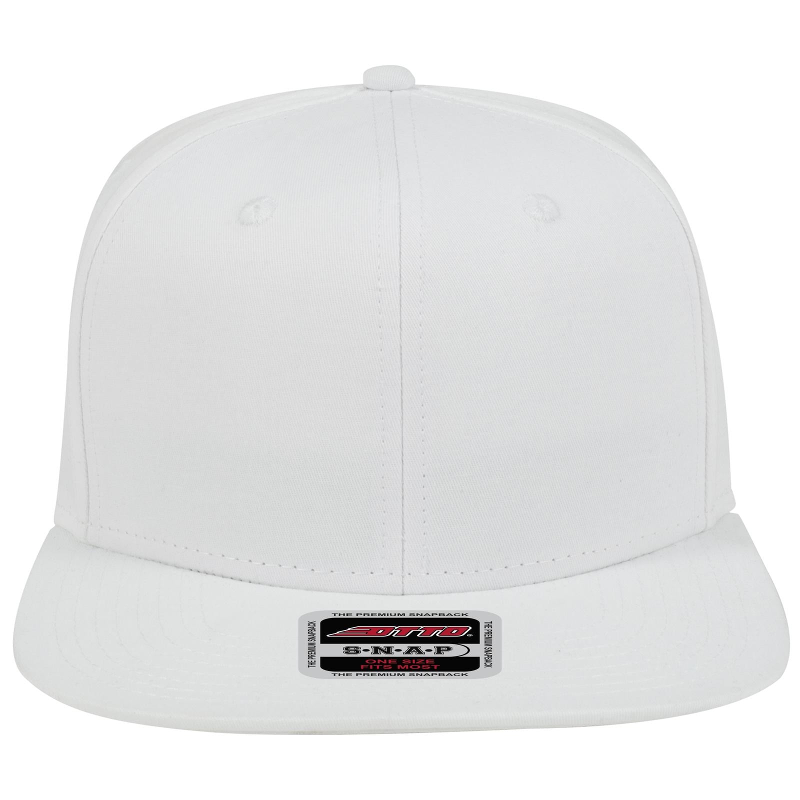 Front View of 016 - White OTTO CAP "OTTO SNAP" 6 Panel Mid Profile Snapback Hat