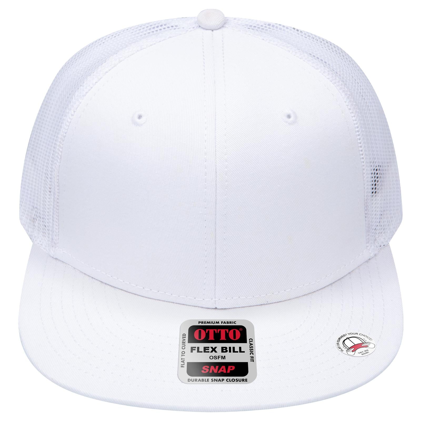 Right View of 016 - White OTTO CAP "OTTO SNAP" 6 Panel Pro Style Mesh Back Trucker Snapback Hat