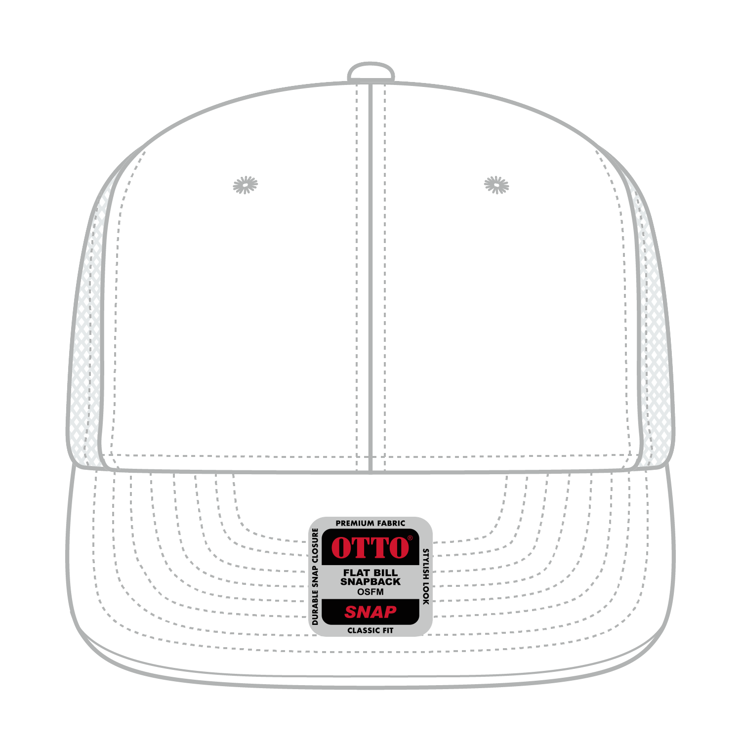 Front View of 016 - White OTTO CAP "OTTO SNAP" 6 Panel Pro Style Mesh Back Trucker Snapback Hat
