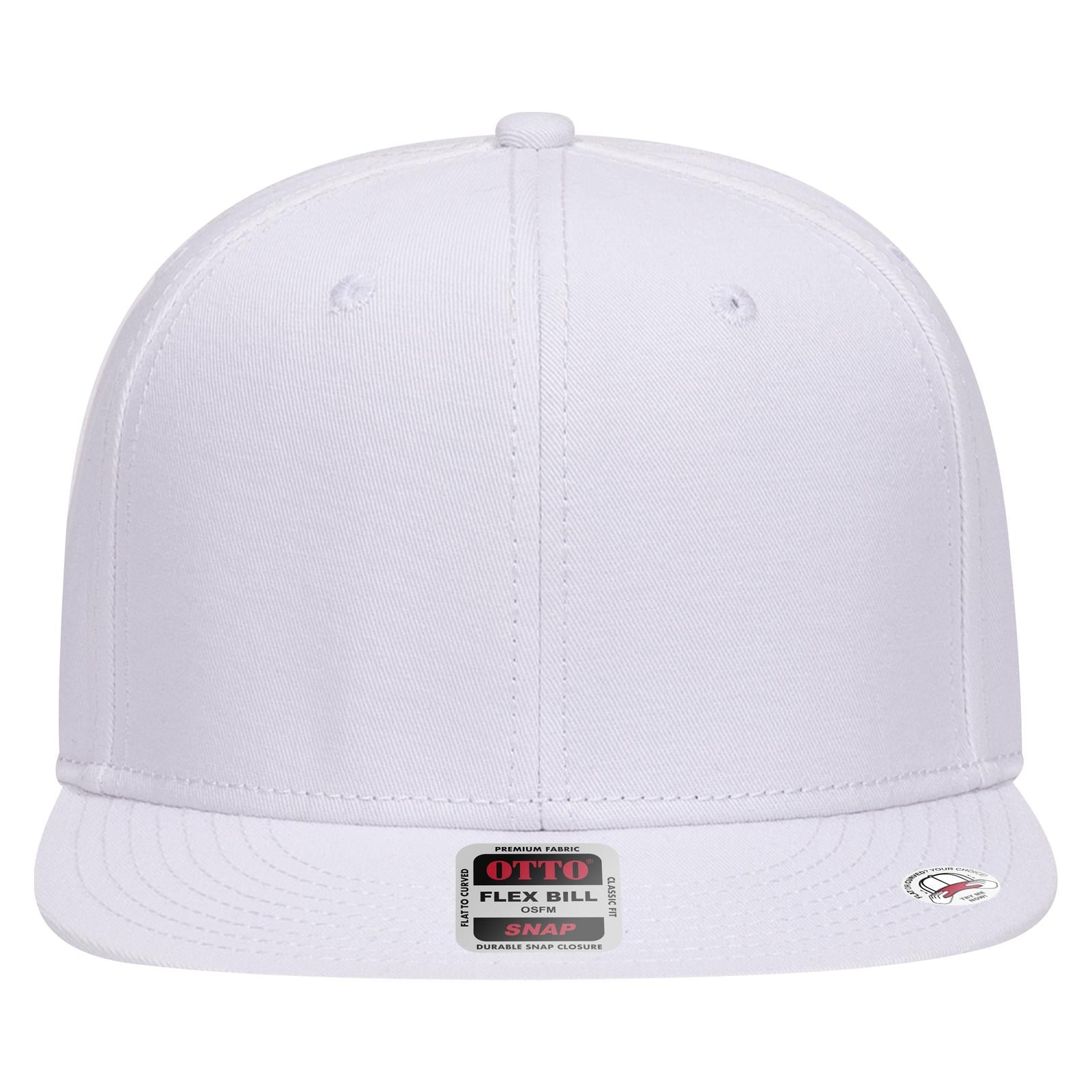 Front View of 016 - White OTTO CAP “OTTO SNAP” 6 Panel Pro Style Snapback Hat