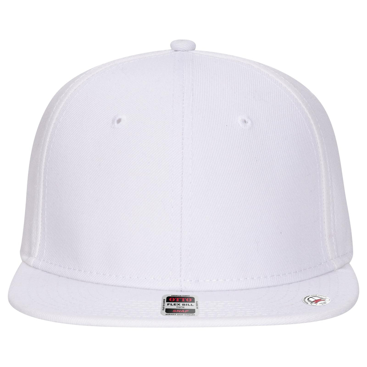 Front View of 016 - White OTTO CAP "OTTO SNAP" 6 Panel Pro Style Snapback Hat