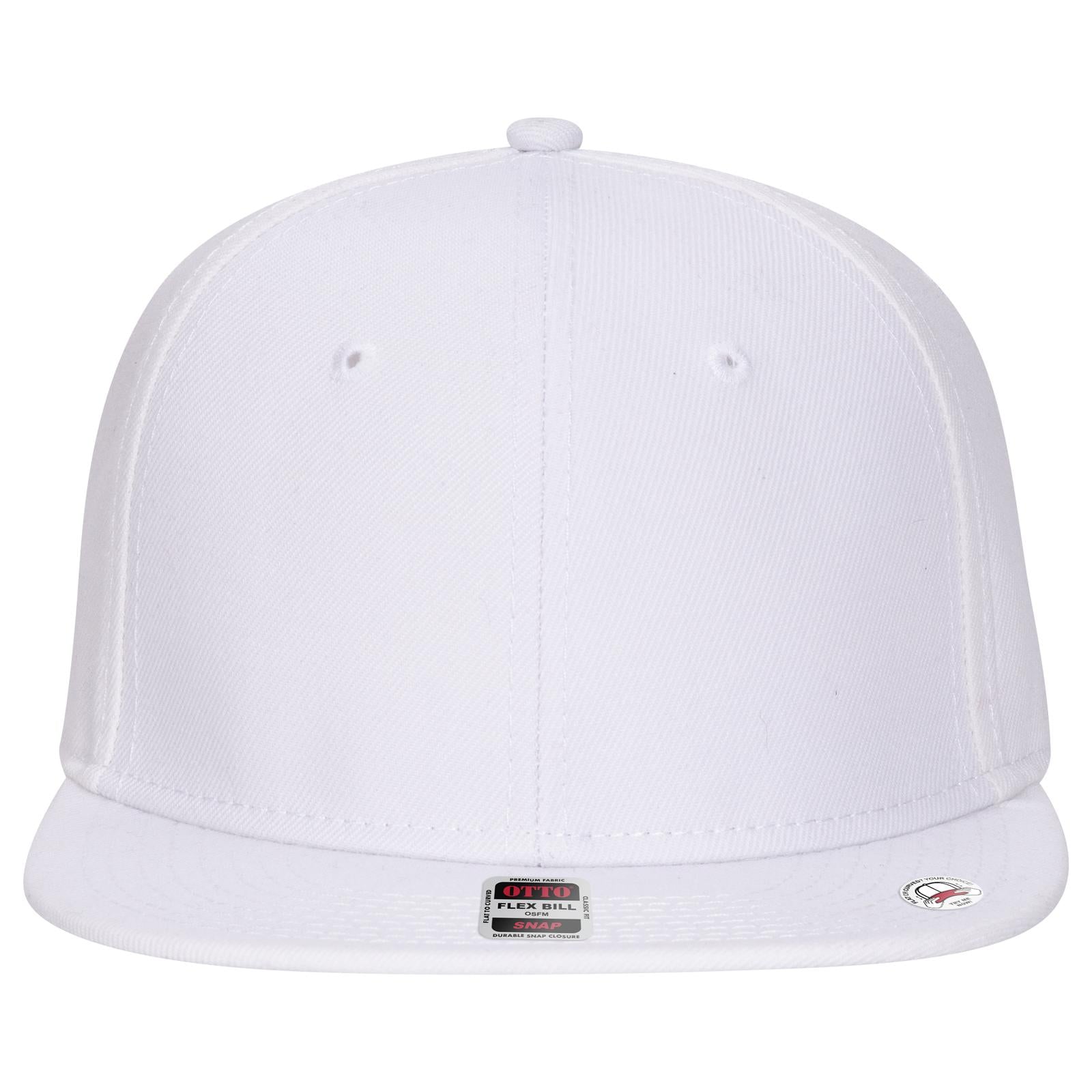 Front View of 016 - White OTTO CAP "OTTO SNAP" 6 Panel Pro Style Snapback Hat