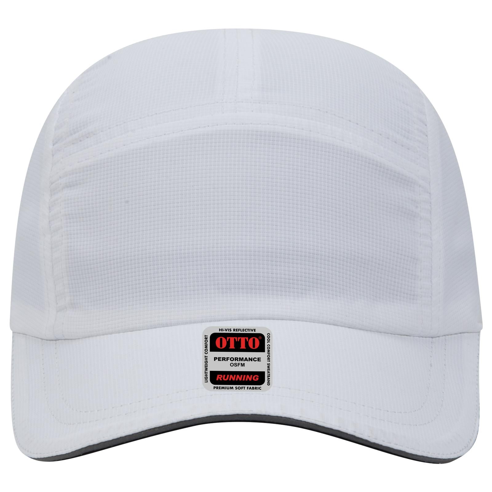 Right View of 016 - White OTTO CAP Reflective 5 Panel Running Cap