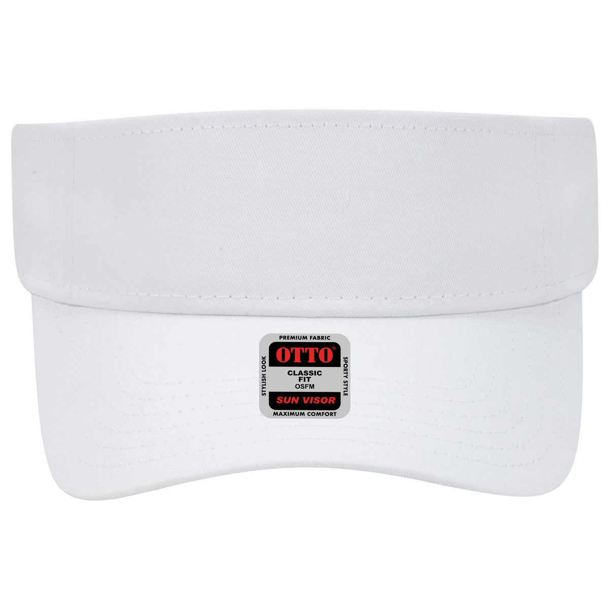 Front View of 016 - White OTTO CAP Sun Visor