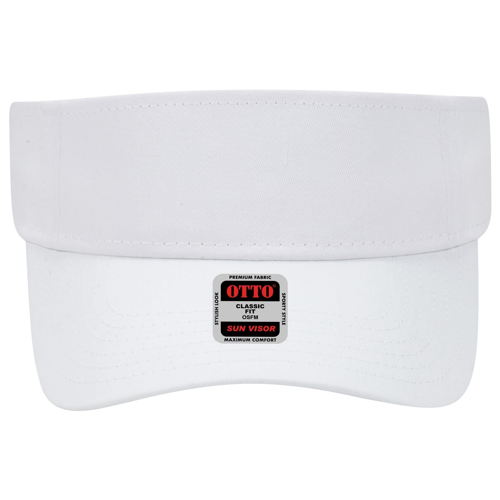 Front View of 016 - White OTTO CAP Sun Visor