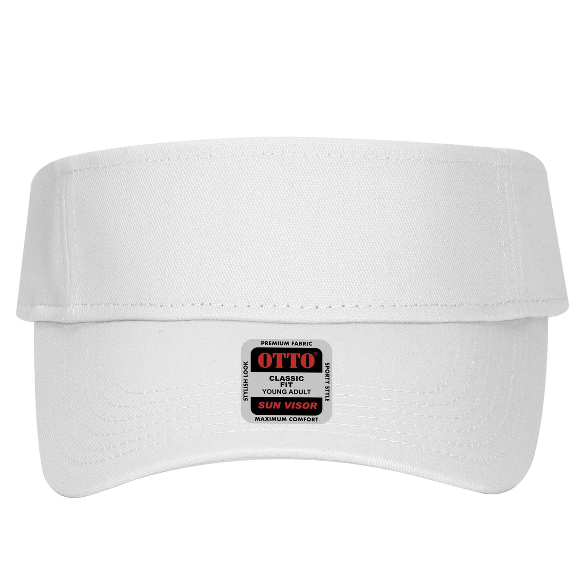 Front View of 016 - White OTTO CAP Sun Visor