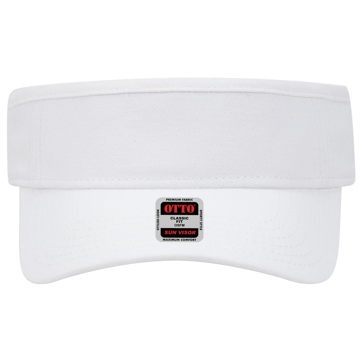 Front View of 016 - White OTTO CAP Sun Visor