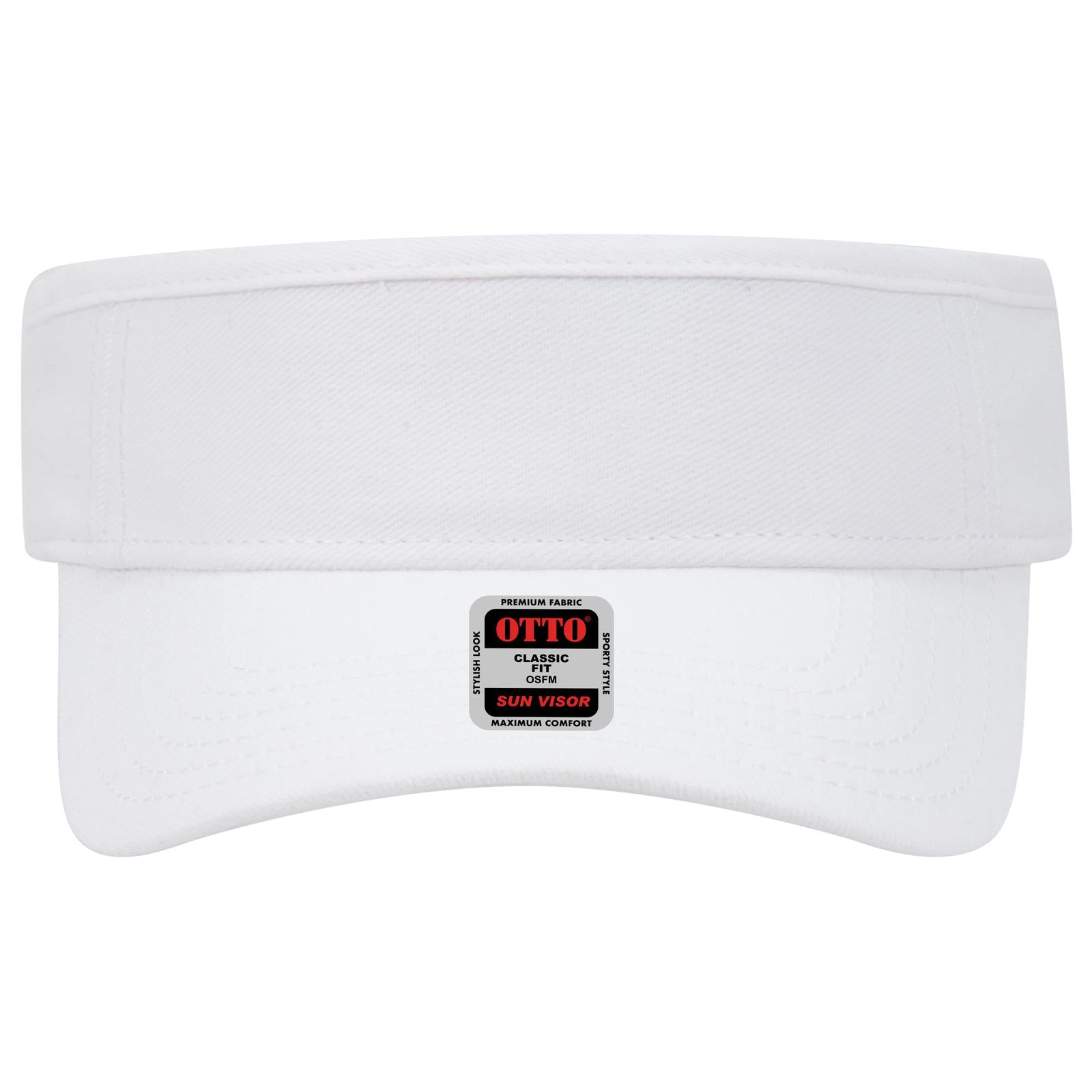 Front View of 016 - White OTTO CAP Sun Visor
