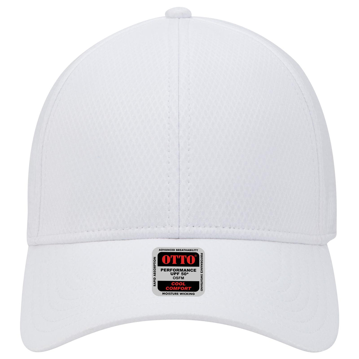 Front View of 016 - White OTTO CAP UPF 50+ 6 Panel Low Profile Baseball Cap