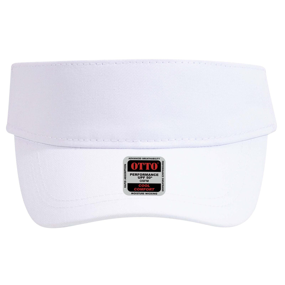 Front View of 016 - White OTTO CAP UPF 50+ Sun Visor