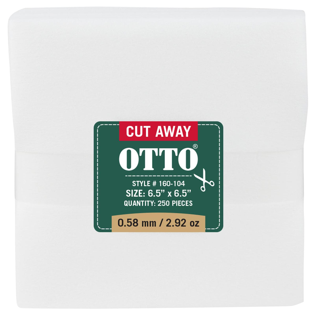 Front View of 016 - White OTTO Embroidery Stabilizer Backing Cut Away Sheets