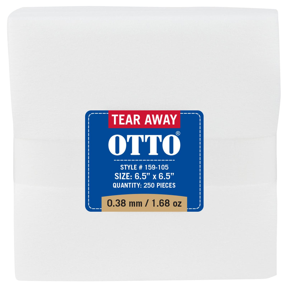 Front View of 016 - White OTTO Embroidery Stabilizer Backing Tear Away Sheets