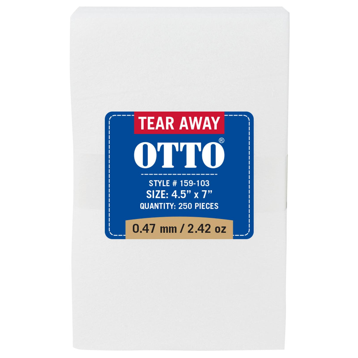 Front View of 016 - White OTTO Embroidery Stabilizer Backing Tear Away Sheets