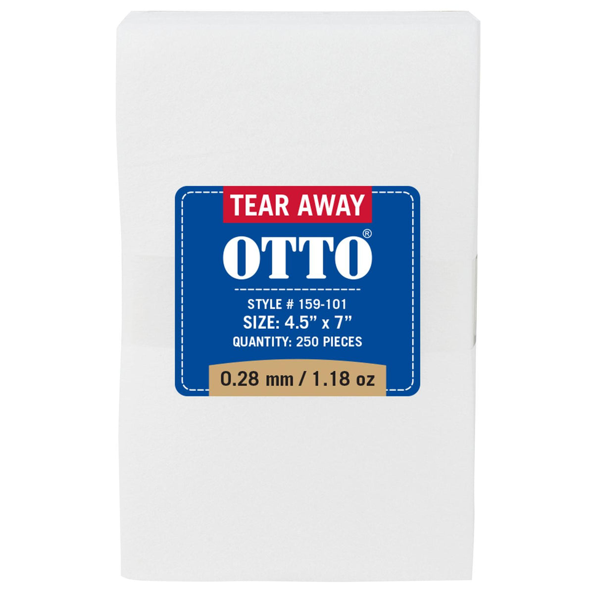 Front View of 016 - White OTTO Embroidery Stabilizer Backing Tear Away Sheets