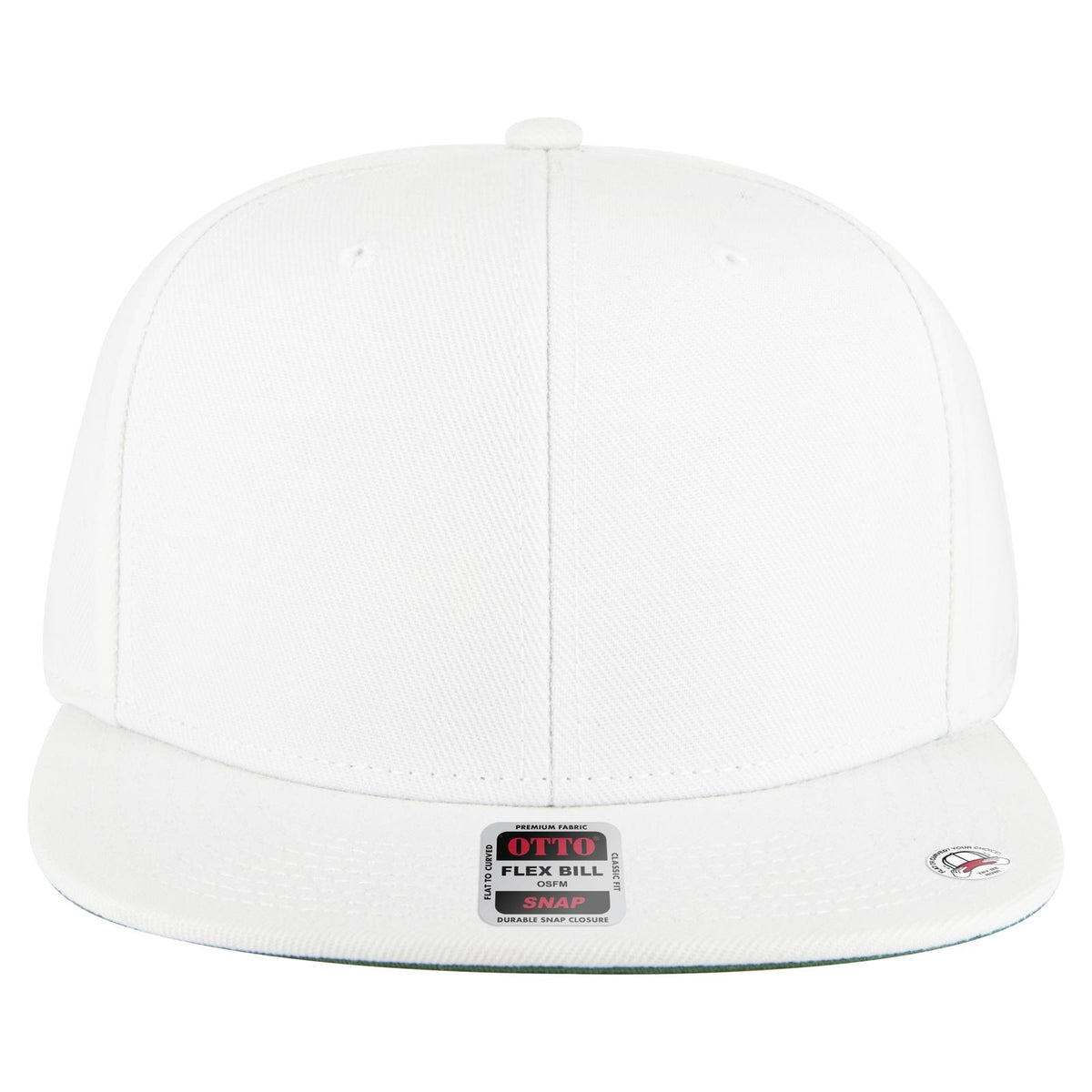 Front View of 016A - White OTTO CAP "OTTO SNAP" 6 Panel Pro Style Snapback Hat