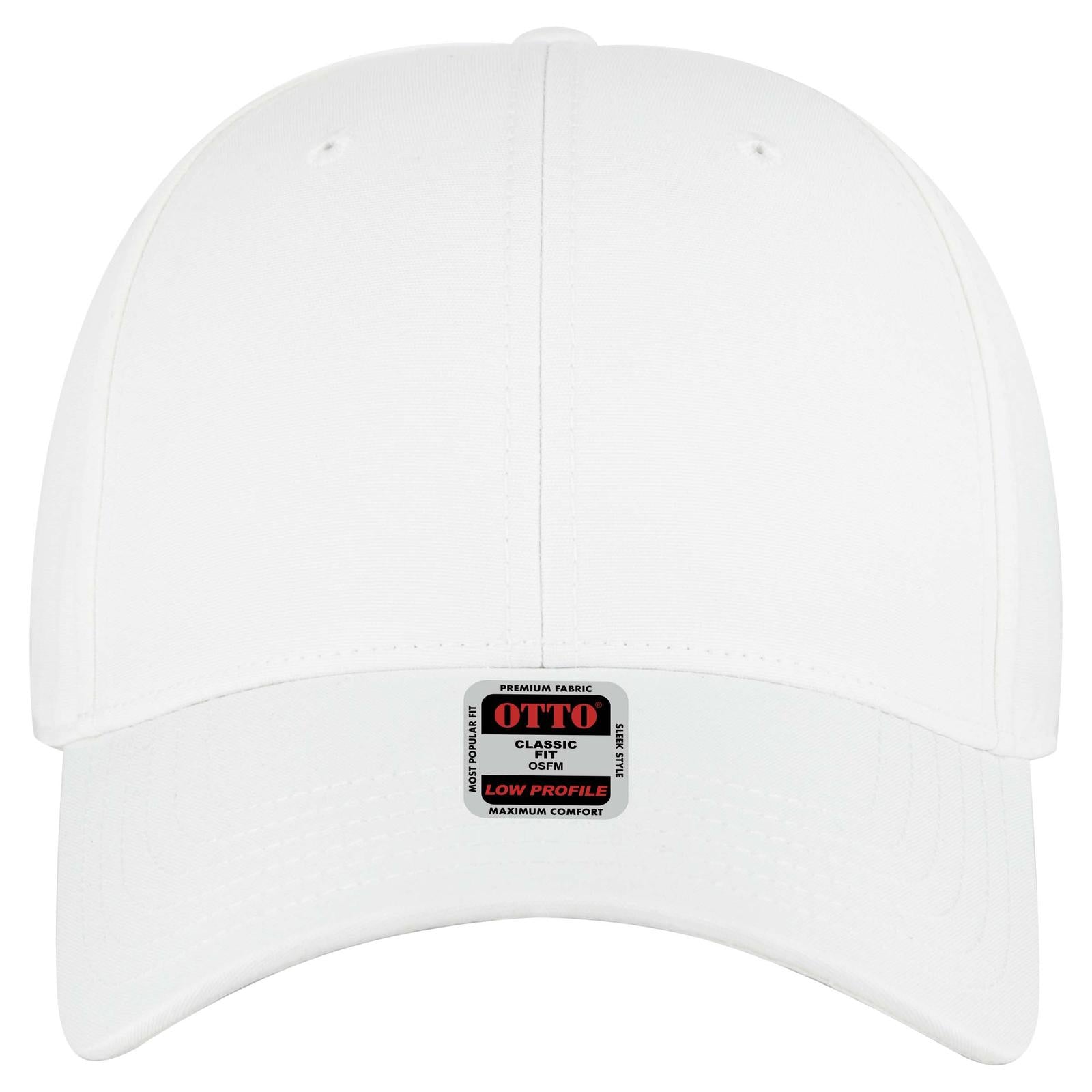 Front View of 016B - Wht OTTO CAP 6 Panel Low Profile Baseball Cap