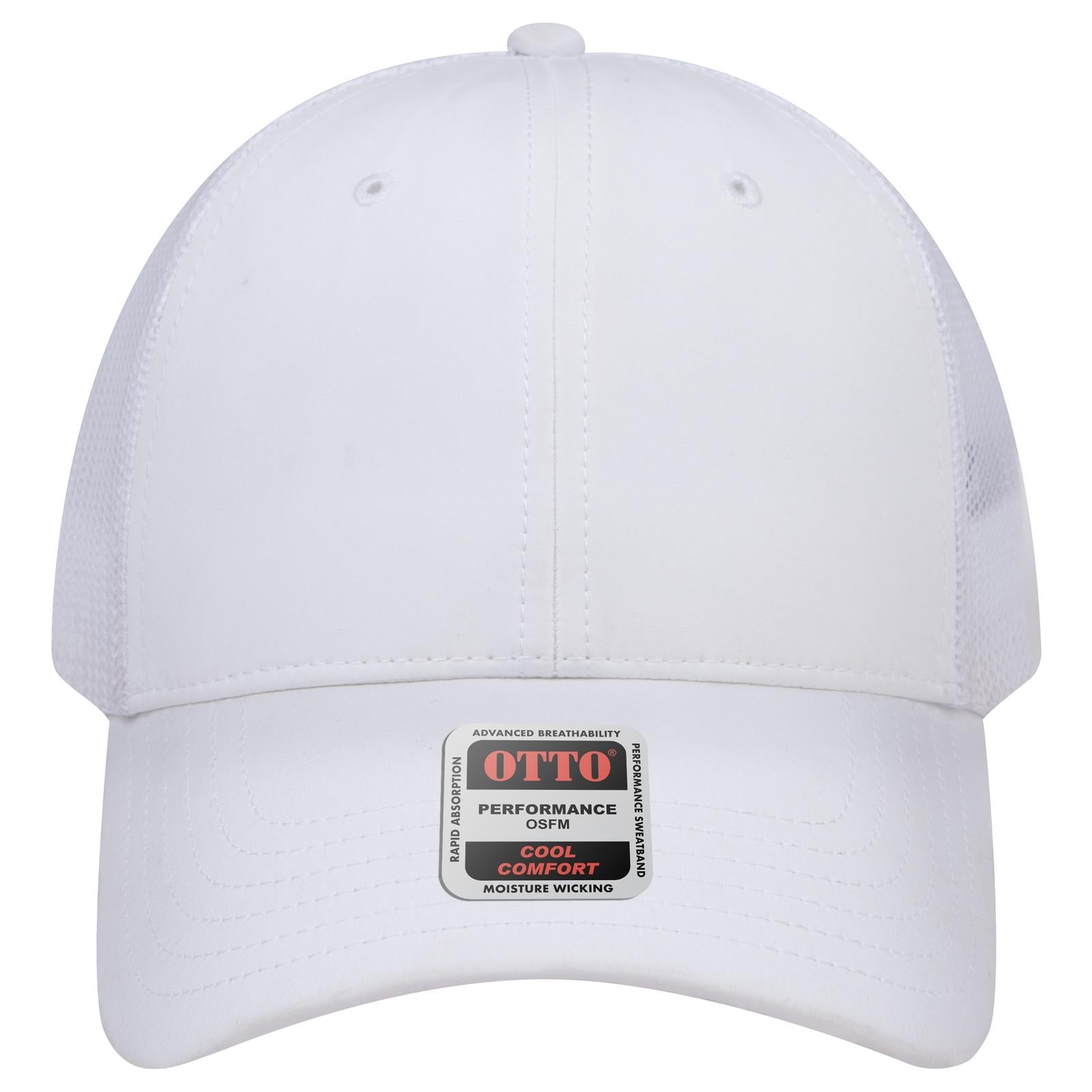 Right View of 016B - Wht OTTO CAP 6 Panel Low Profile Mesh Back Trucker Hat