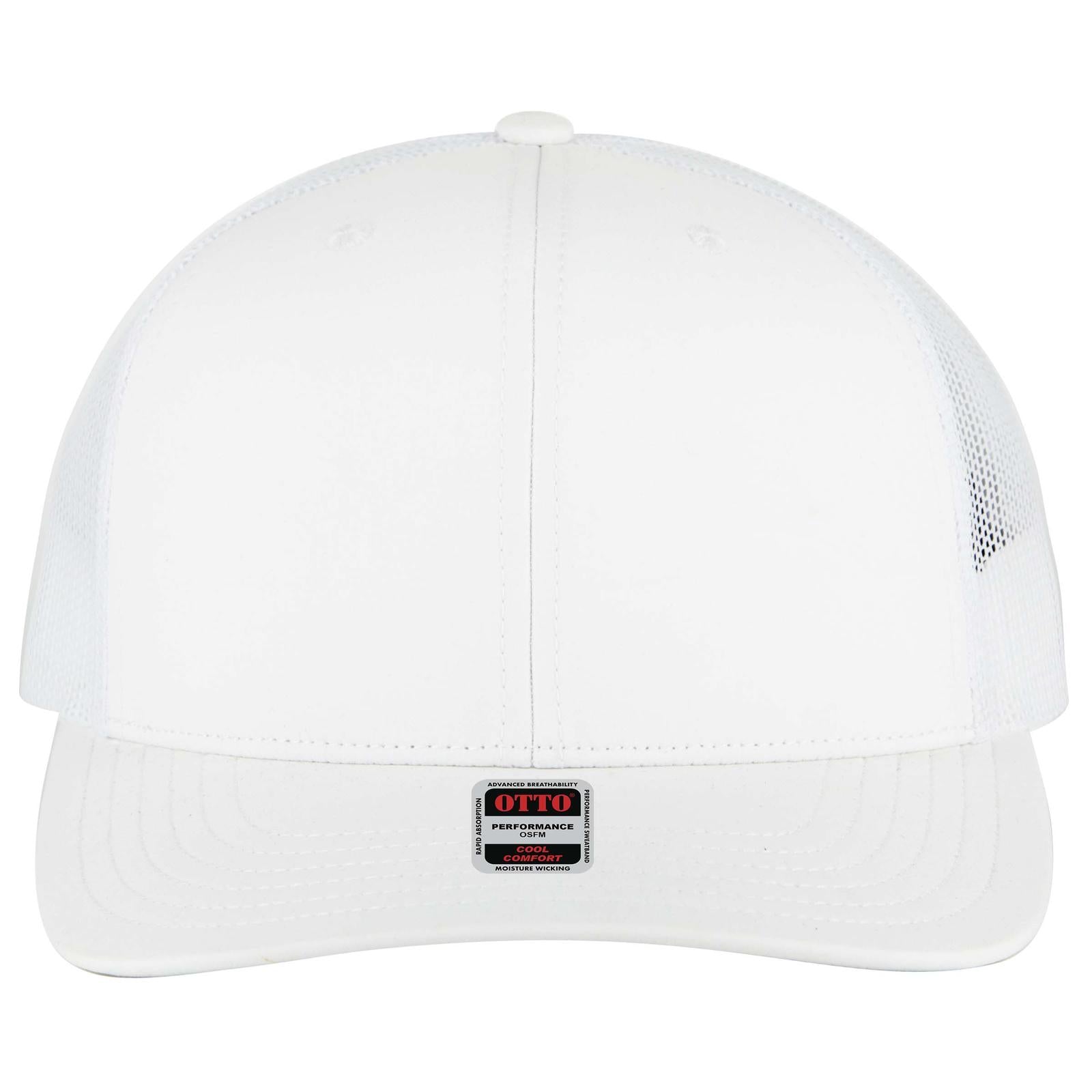 Right View of 016B - Wht OTTO CAP 6 Panel Mid Profile Mesh Back Trucker Hat