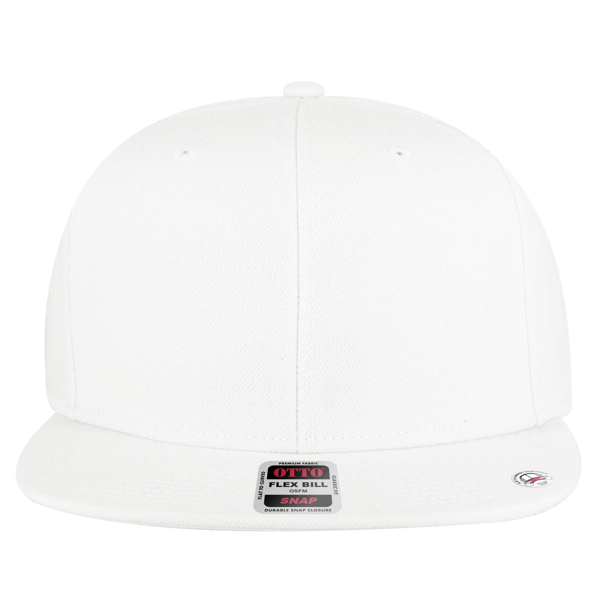 Front View of 016B - Wht OTTO CAP "OTTO SNAP" 6 Panel Pro Style Snapback Hat