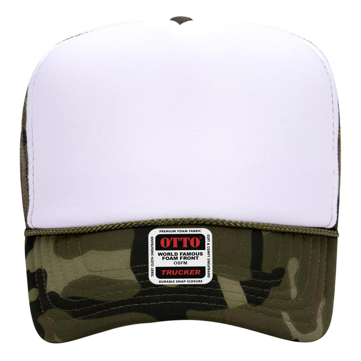 Front View of 016CPB OTTO CAP 5 Panel High Crown Mesh Back Trucker Hat