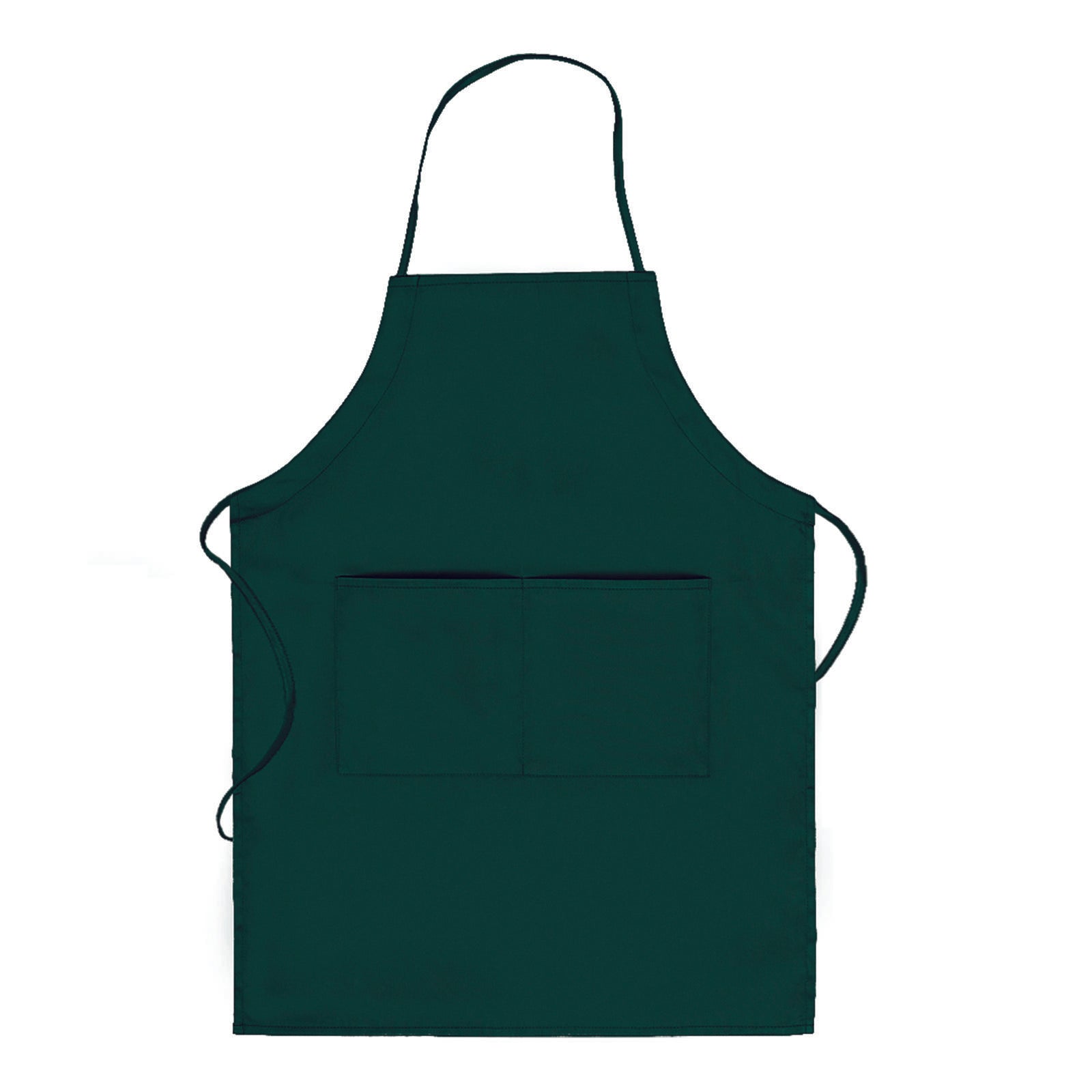 Front View of 017 - Dk. Green OTTO 2 Pocket Full Length Adjustable Bib Apron