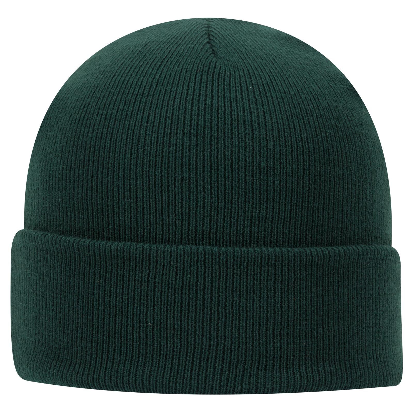 Front View of 017 - Dk. Green OTTO CAP 12" Classic Knit Beanie w/ Cuff