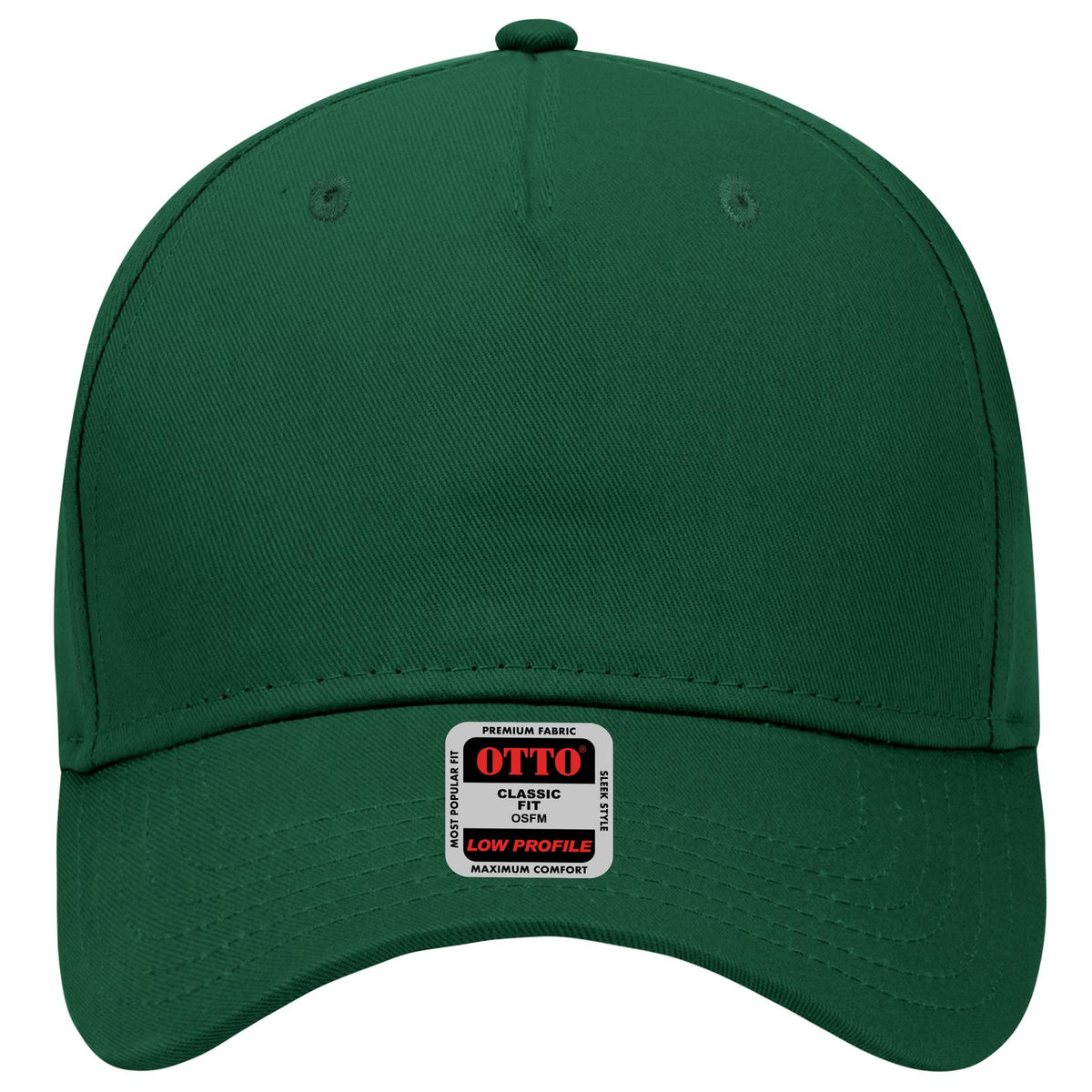 Front View of 017 - Dk. Green OTTO CAP 5 Panel Low Profile Baseball Cap
