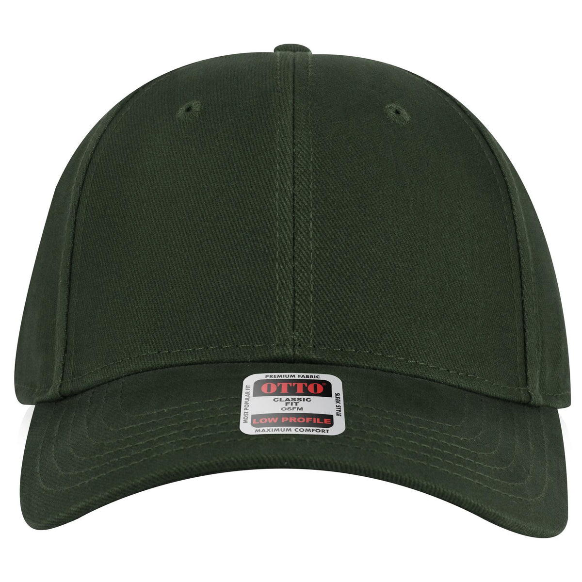 Front View of 017 - Dk. Green OTTO CAP 6 Panel Low Profile Baseball Cap