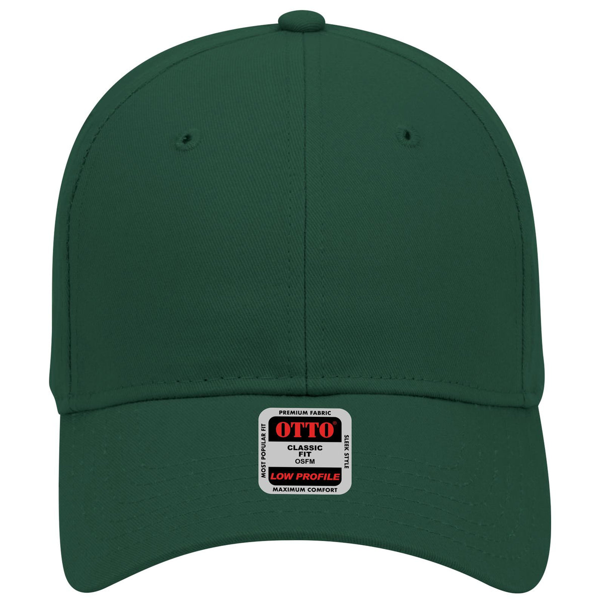 Front View of 017 - Dk. Green OTTO CAP 6 Panel Low Profile Baseball Cap