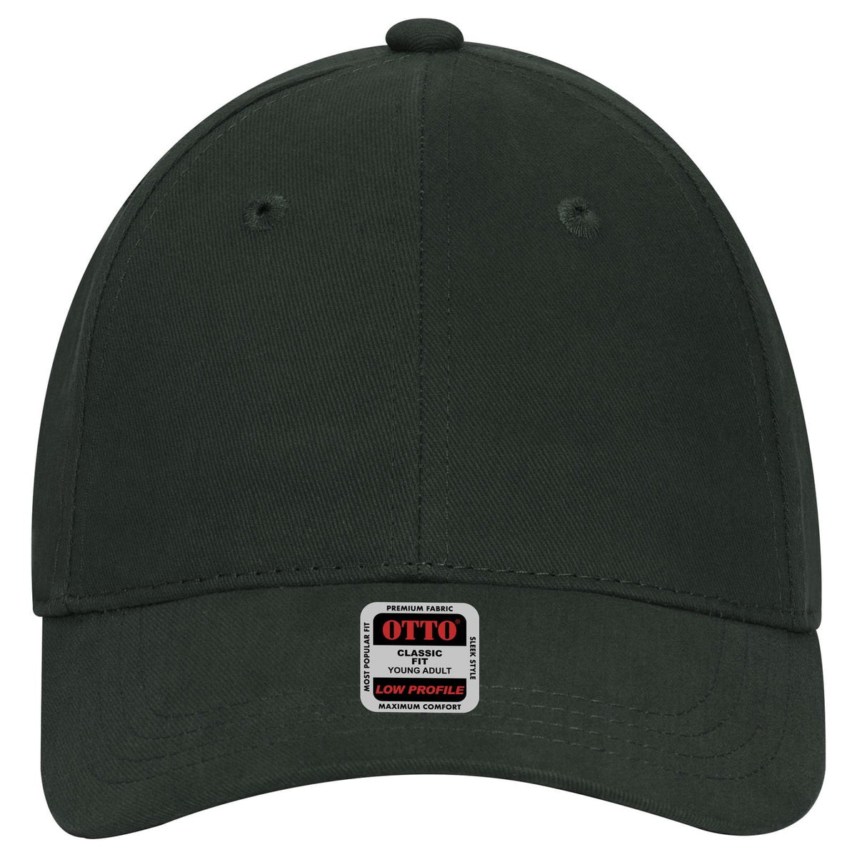 Front View of 017 - Dk. Green OTTO CAP 6 Panel Low Profile Baseball Cap