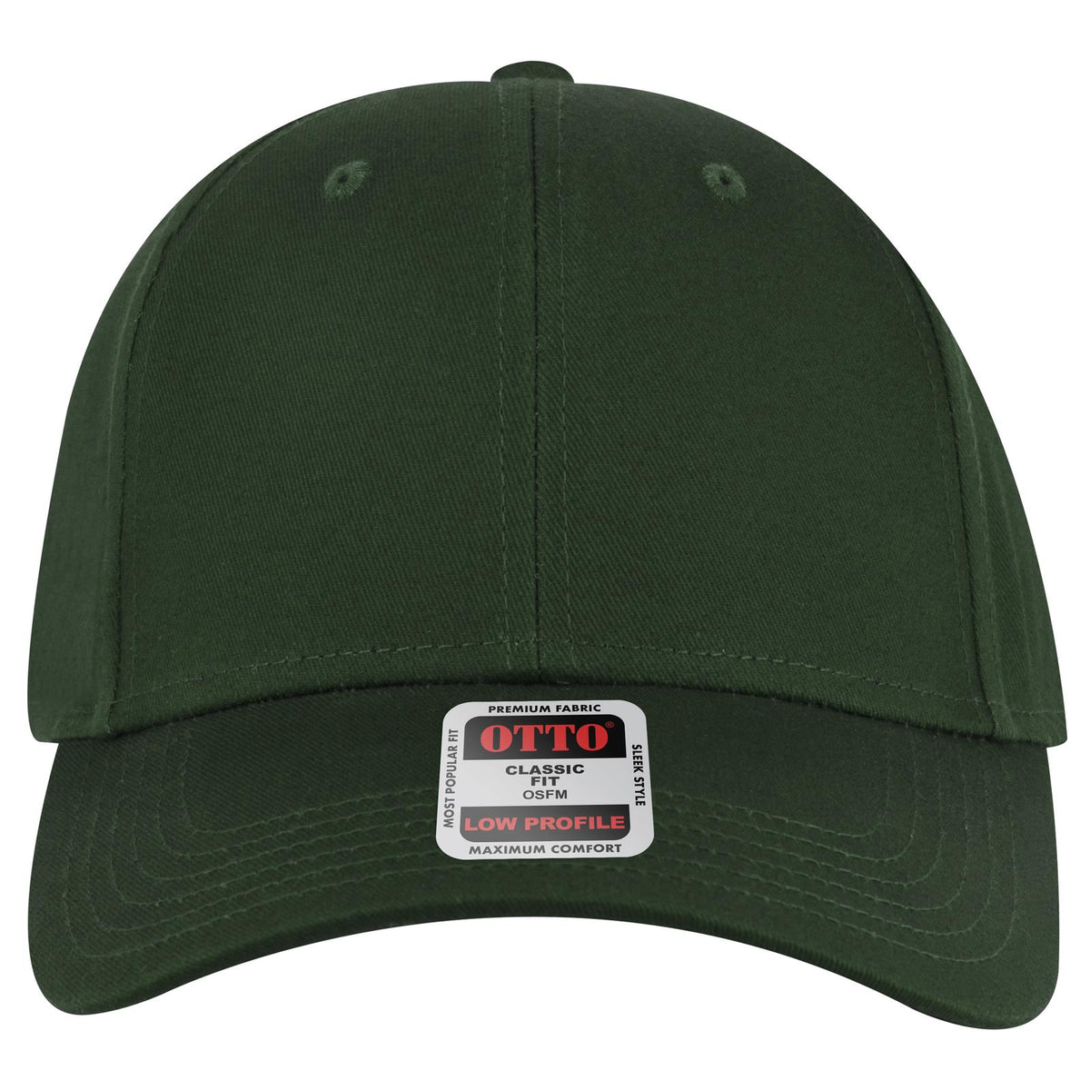 Front View of 017 - Dk. Green OTTO CAP 6 Panel Low Profile Baseball Cap