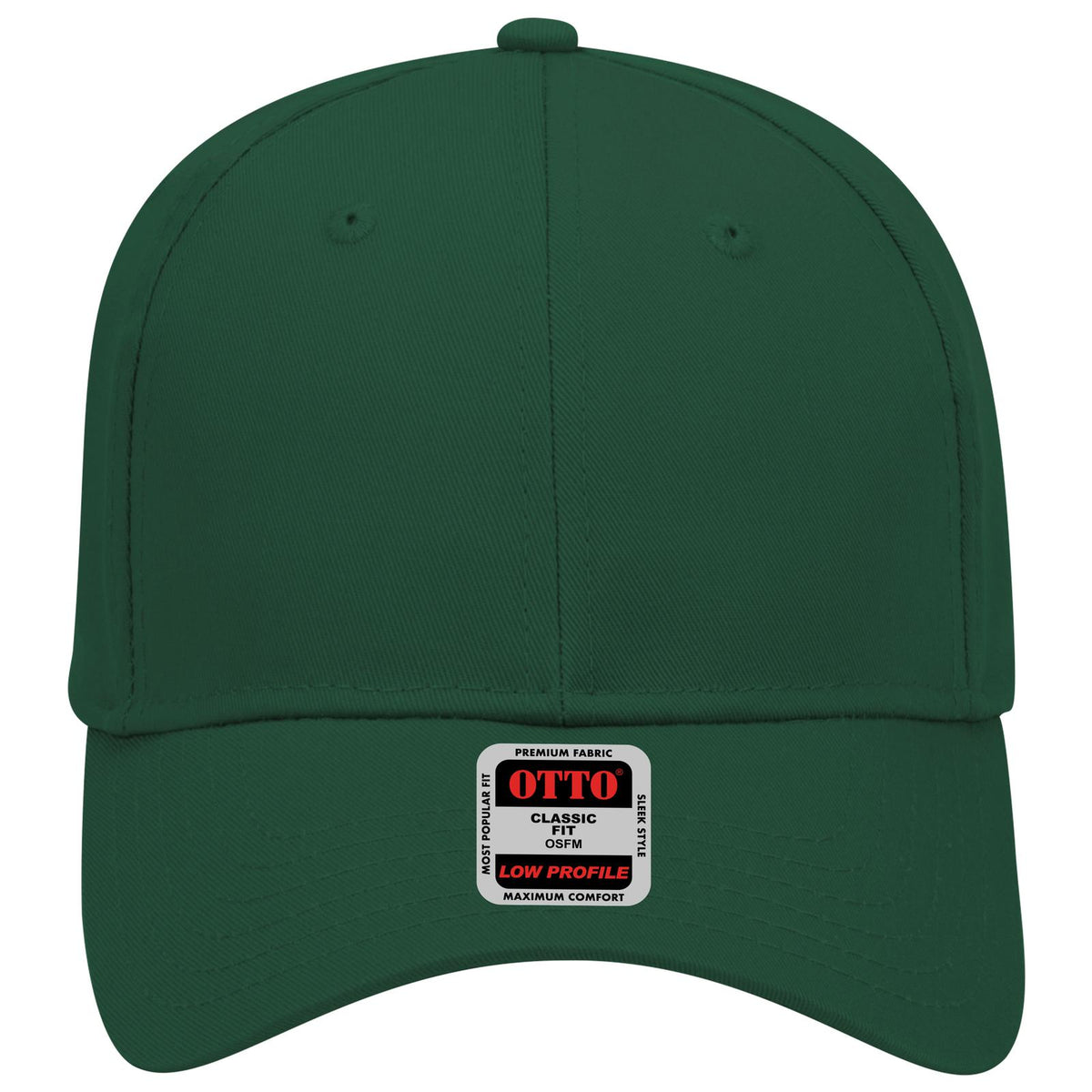 Front View of 017 - Dk. Green OTTO CAP 6 Panel Low Profile Baseball Cap