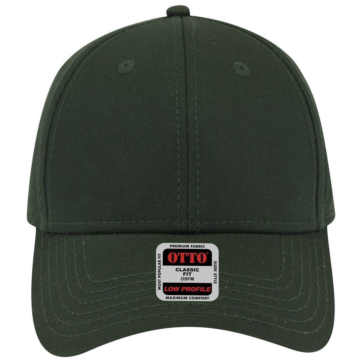 Front View of 017 - Dk. Green OTTO CAP 6 Panel Low Profile Baseball Cap