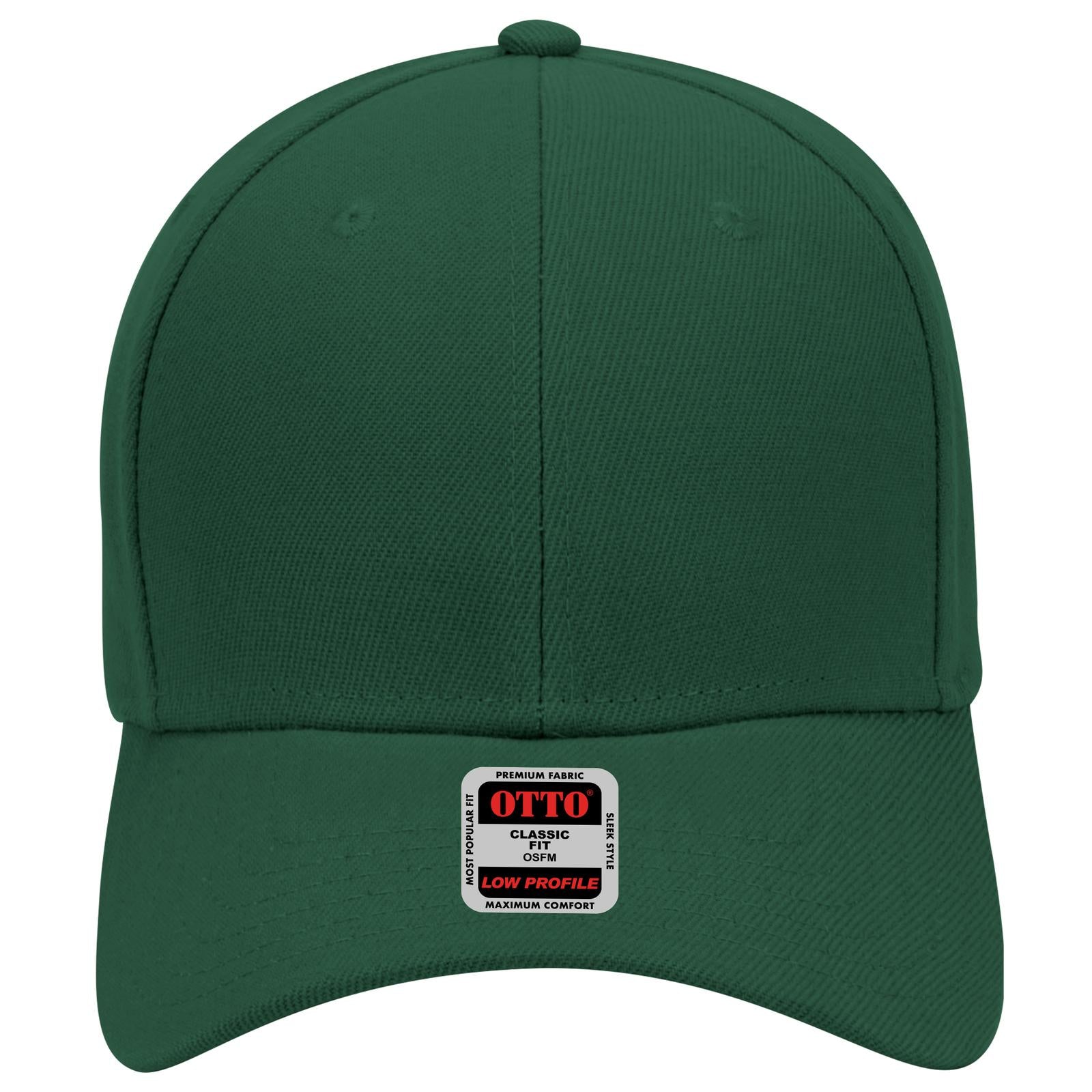 Front View of 017 - Dk. Green OTTO CAP 6 Panel Low Profile Baseball Cap