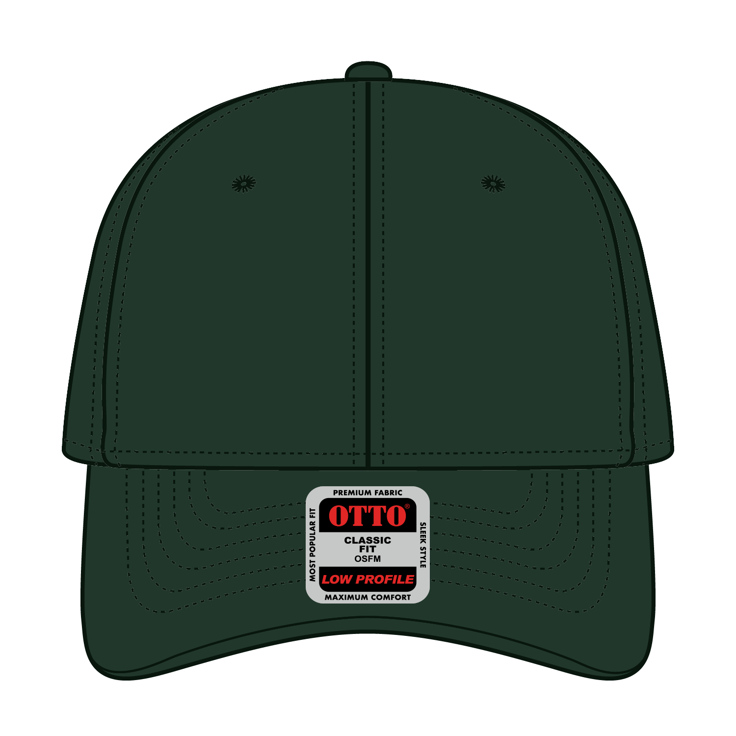 Front View of 017 - Dk. Green OTTO CAP 6 Panel Low Profile Baseball Cap