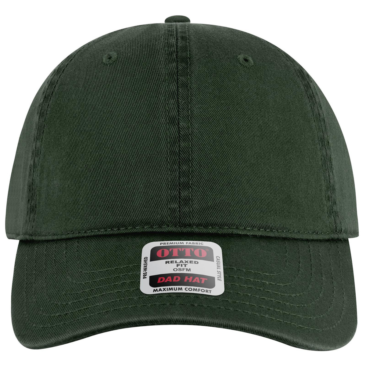 Front View of 017 - Dk. Green OTTO CAP 6 Panel Low Profile Dad Hat