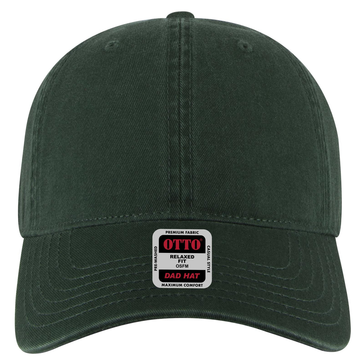 Front View of 017 - Dk. Green OTTO CAP 6 Panel Low Profile Dad Hat